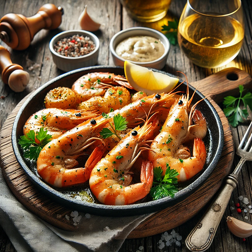 Скариди на тиган с чесън и масло