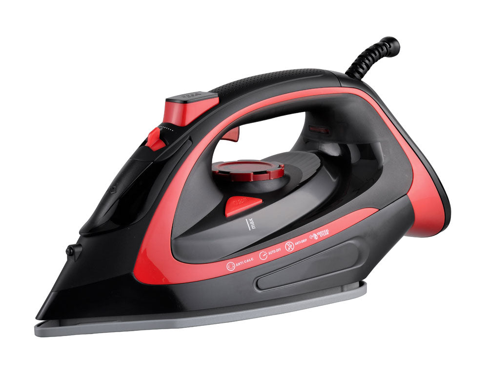 Żelazko parowe ZEPHYR ZP 1050 BQC, 3000W, Płyta ceramiczna, Samoczyszczące, Prasowanie w pionie, Czarny/czerwony