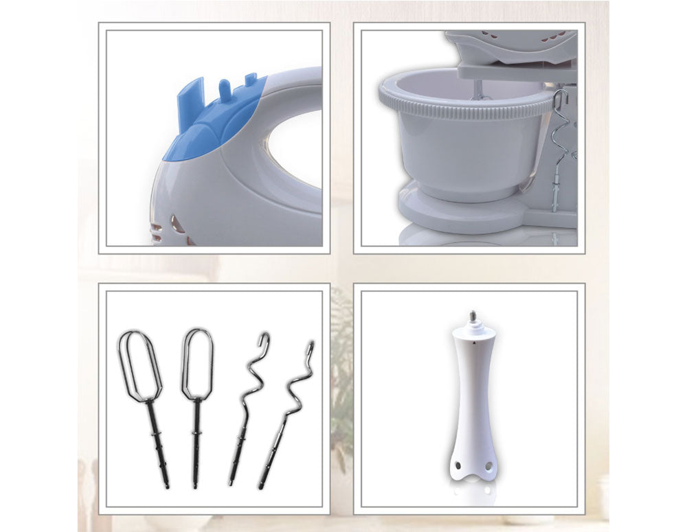 Миксер с купа и пасатор SAPIR SP 1115 GPN, 300W, 2 литра, 5 степени + Турбо, Въртяща се стойка, Бял/син