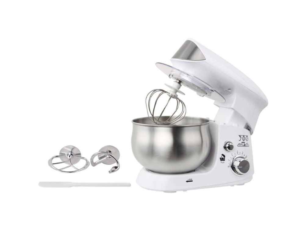 Планетарен миксер с иноксова купа ZEPHYR ZP 1115 R, 700W, 3.5 литра, 6 степени, Приставки, Бял
