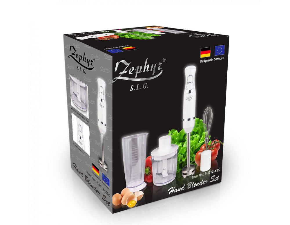 Пасатор, чопър и бъркалка 3в1 ZEPHYR ZP 1112 XSC, 800W, 2 скорости, Кана 700 мл, Бял