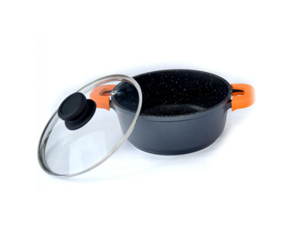 Комплект тенджери и тиган ZEPHYR ZP 4318 M5, 5 части, Мраморно покритие, Индукция, Черен