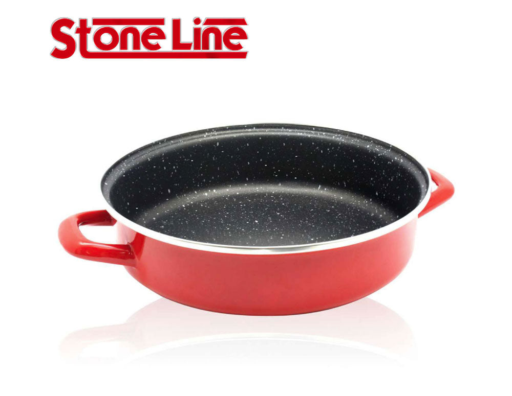 Тенджера и тава 2в1 ZEPHYR Stone Line ZP 1222 DE32, Каменно покритие, Индукция, Червена