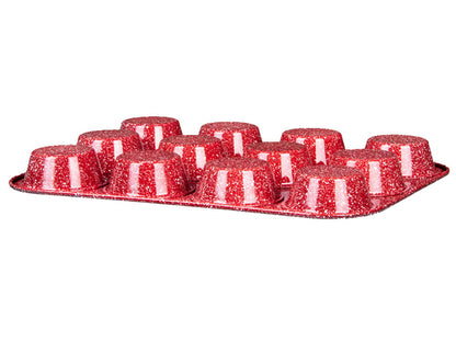 Форма за мъфини и кексчета ZEPHYR Red Passion ZP 1223 EG, 12 мъфина, Мраморно покритие, Червен