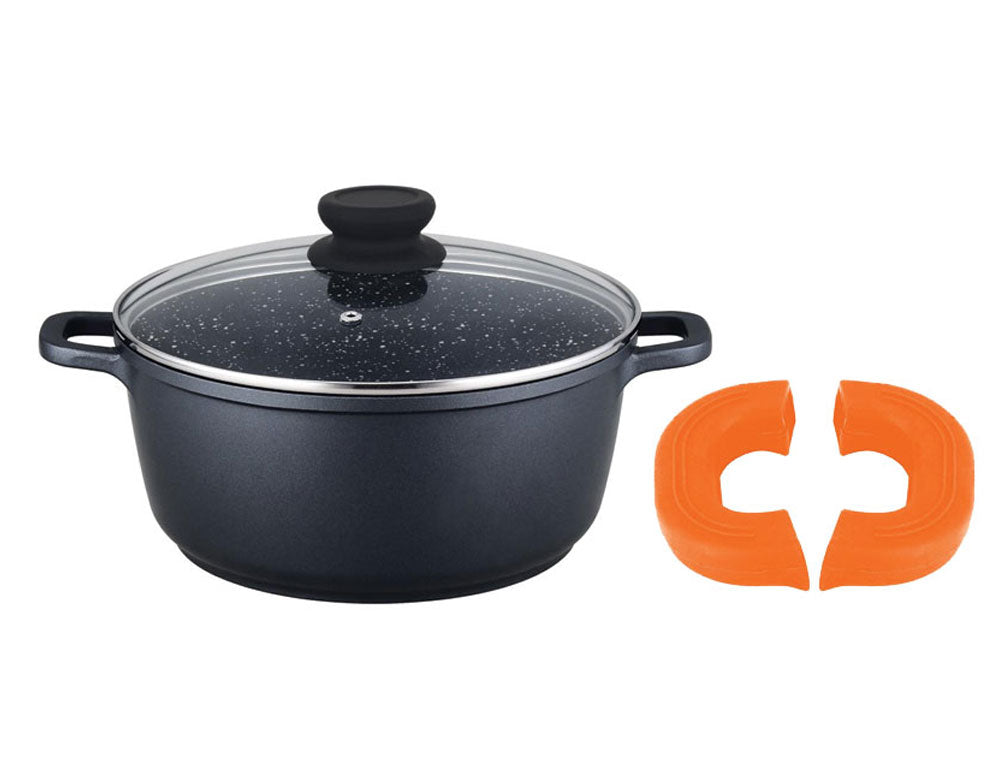 Тенджера с капак ZEPHYR ZP 4318 M24, 4.5 литра, 24х11.5 см, Ръкохватки, Покритие Granite, Индукция, Черен