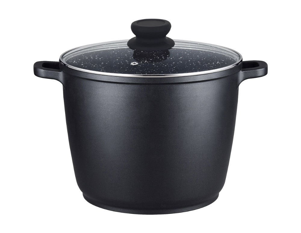 Дълбока тенджера с капак ZEPHYR ZP 4318 M24D, 6.2 литра, 24х16.5 см, Ръкохватки, Покритие Granite, Индукция, Черен