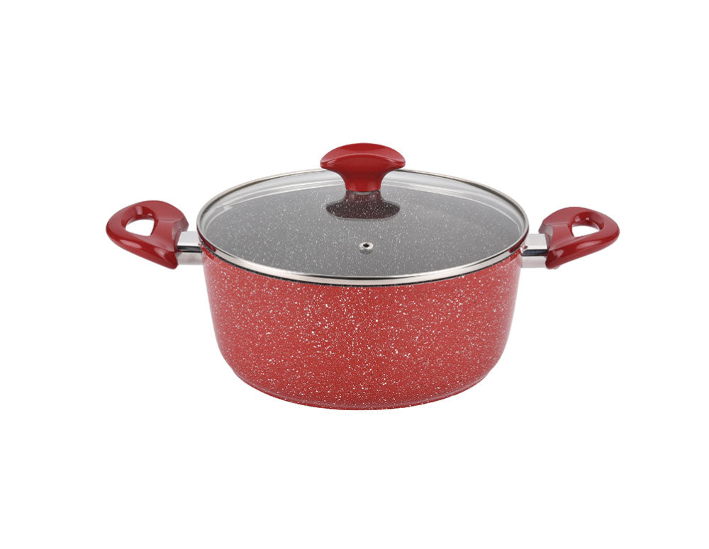Тенджера с капак ZEPHYR Red Passion ZP 4418 E20, 2.2 литра, 20х8.5 см, Мраморно покритие, Индукция, Червен