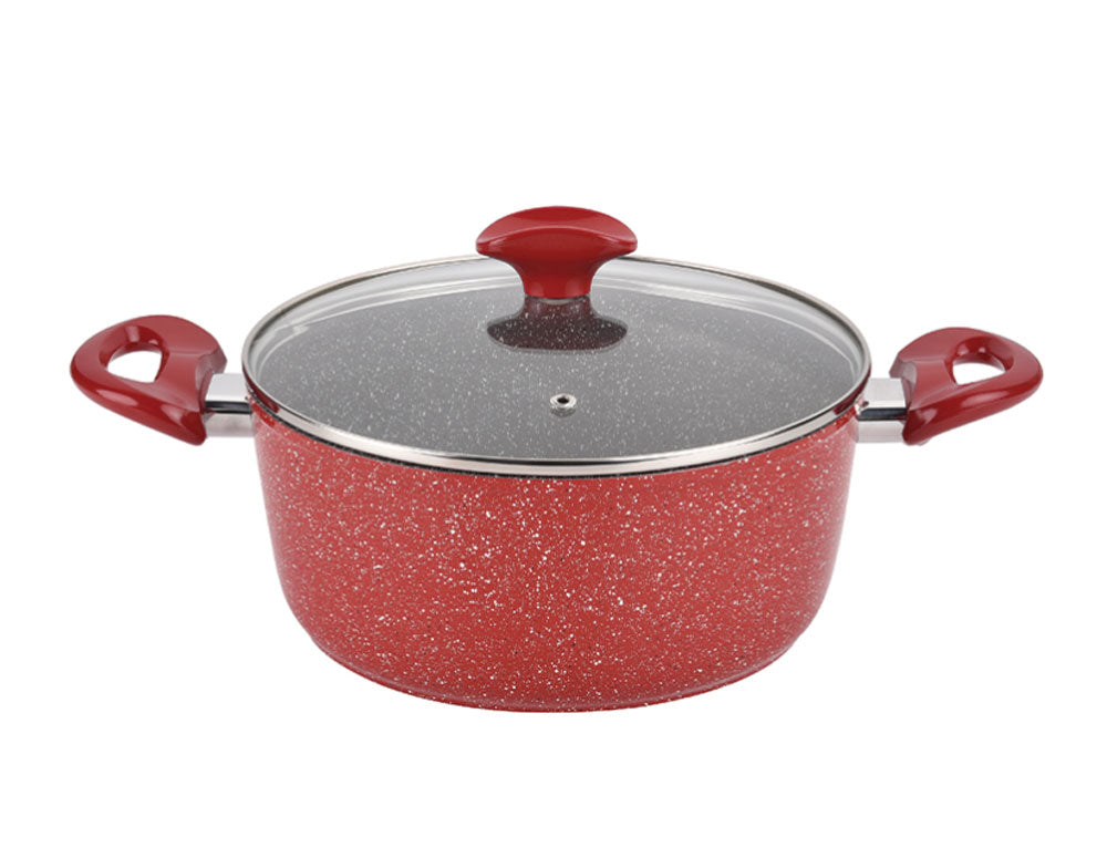 Garnek z pokrywką ZEPHYR Red Passion ZP 4418 E28, 6,5 litra, 28x12,8 cm, Powłoka marmurowa, Indukcja, Czerwony