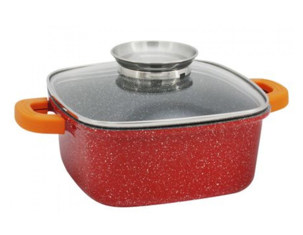 Тенджера с дозатор за мазнина ZEPHYR Red Passion ZP 4323, Мраморно покритие, Индукция