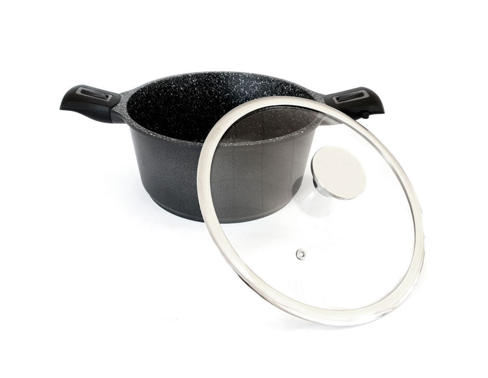 Тенджера с махащи се дръжки ZEPHYR ZP 4318 24NC, 4.3 литра, 24х12.5 см, Мраморно покритие, Индукция, Черен