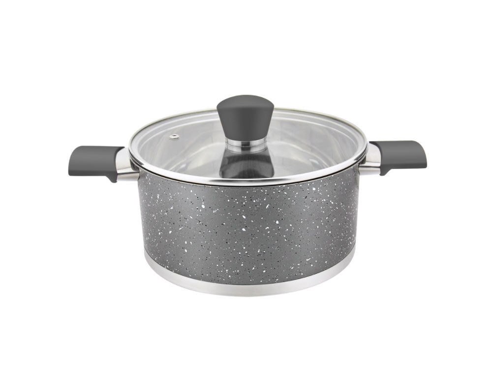 Тенджера с капак ZEPHYR ZP 1210, Многослойно дъно, Инокс, Мармор