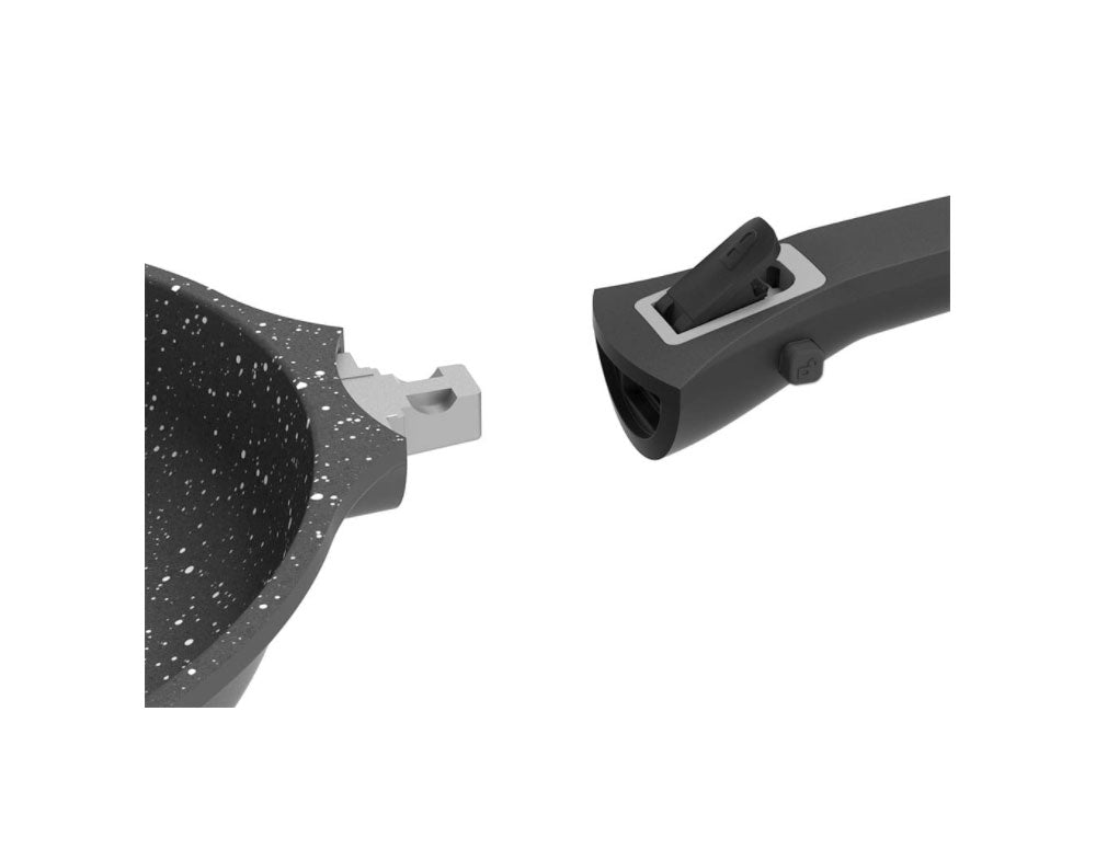 Касерола с махаща се дръжка ZEPHYR ZP 4321 20NC, 2.5 литра, 20х9.5 см, Мраморно покритие, Индукция, Черен