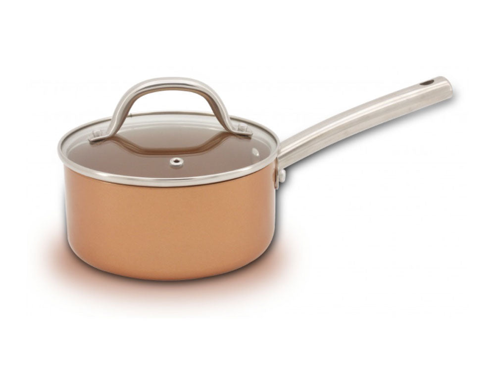 Касерола с капак OLIVER BROWN OB 4421 G16, 1.5 литра, 16х7.8 см, Незалепващо покритие, Индукция, Меден