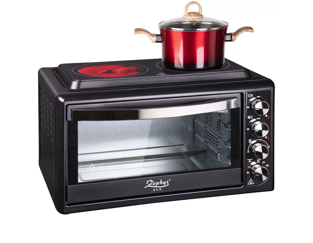 Готварска печка с два стъклокерамични котлона ZEPHYR ZP 1441 B38IR, 38 л, Клас А, Конвекция, Infrared, Черна