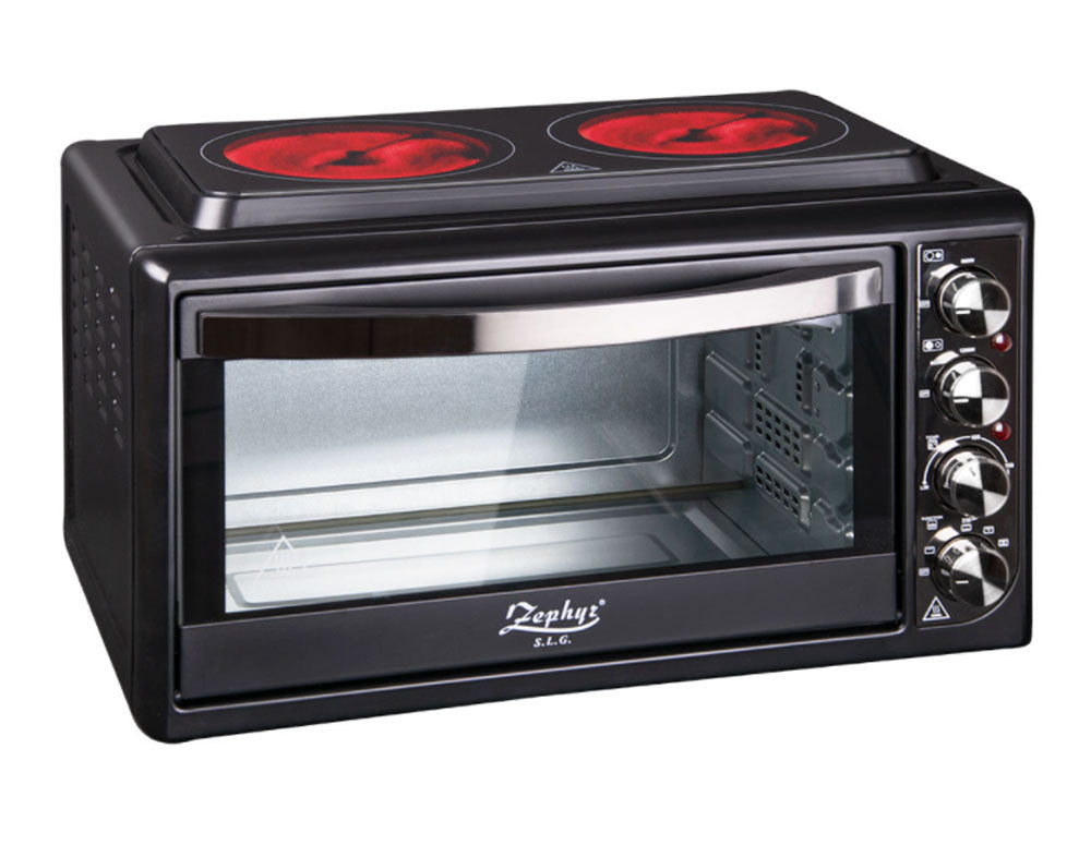 Готварска печка с два стъклокерамични котлона ZEPHYR ZP 1441 B38IR, 38 л, Клас А, Конвекция, Infrared, Черна