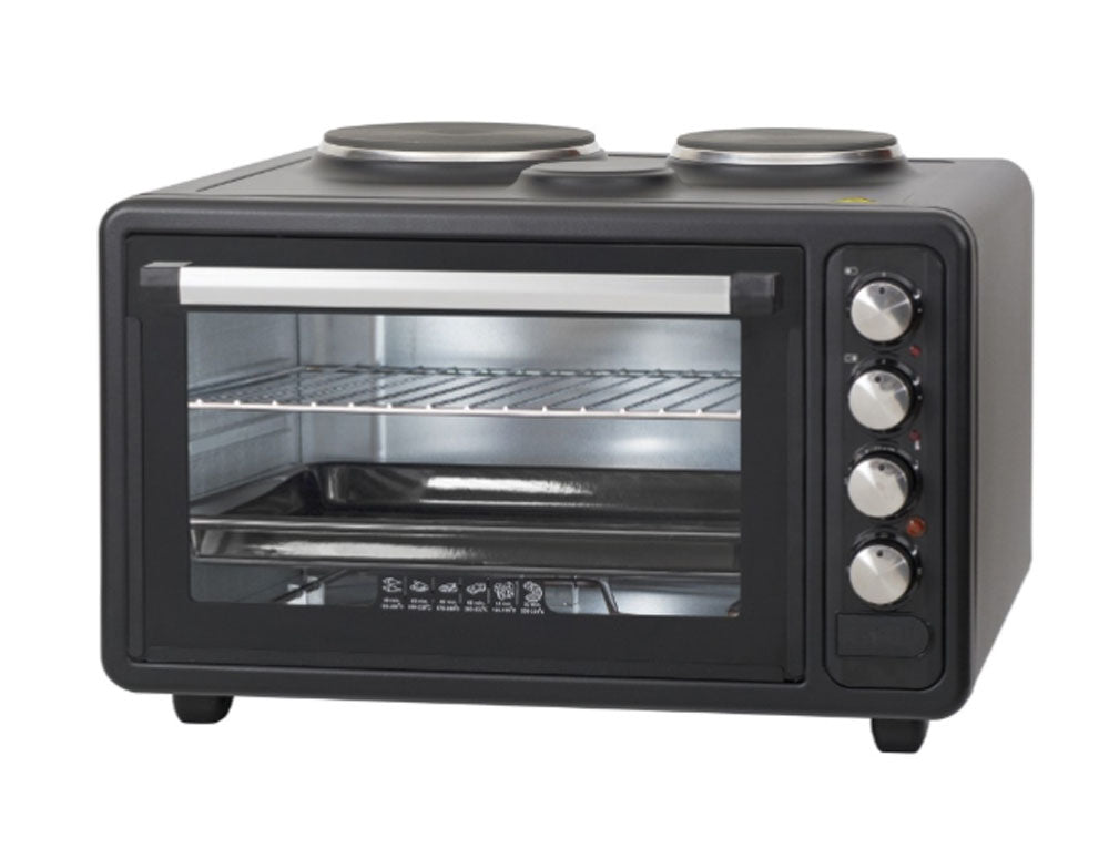 Готварска печка с два котлона ZEPHYR ZP 1441 M40, 40 литра, 3800W, 3 степени на мощност, Черен