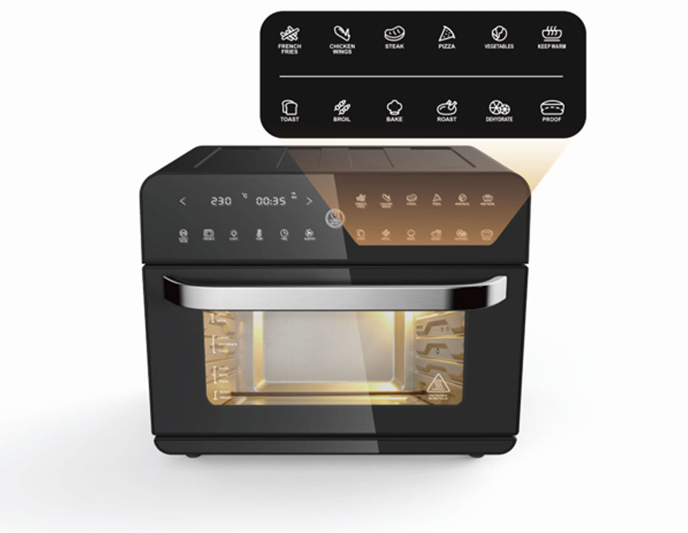 Мултифункционална фурна с горещ въздух ZEPHYR ZP 1441 V Deluxe ZEPHYR, 25 литра, 1800W, 12 функции, Таймер, Черен