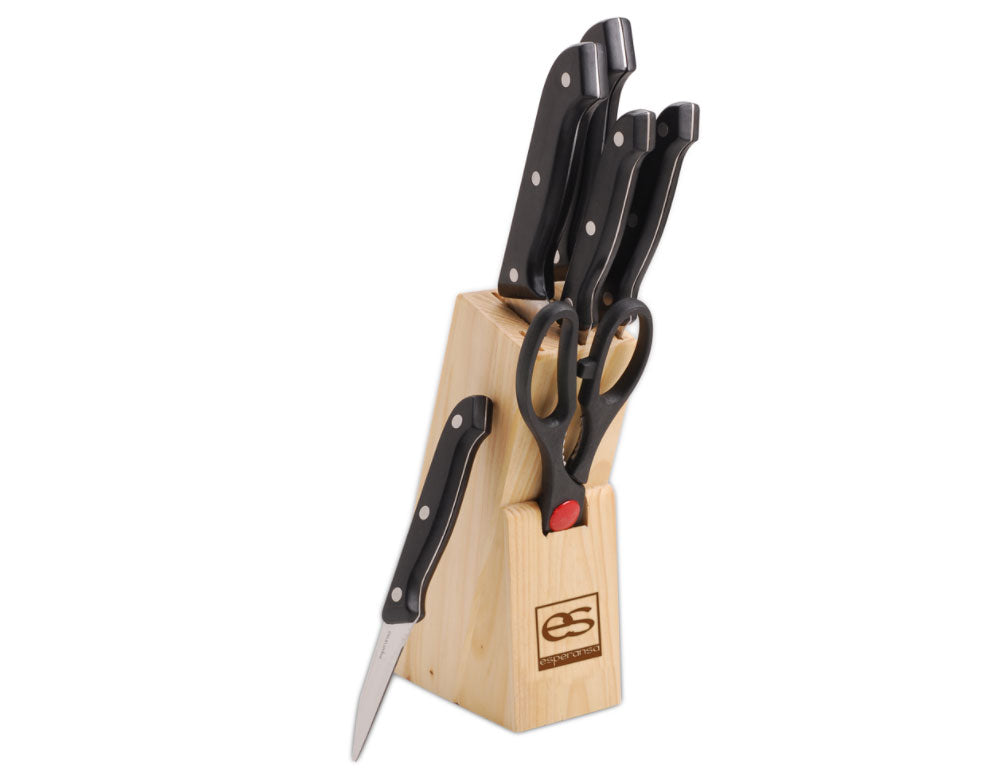 Zestaw noży ze stojakiem ESPERANSA ES 1630 A, 7 sztuk, Nożyczki, Stal nierdzewna, Czarny
