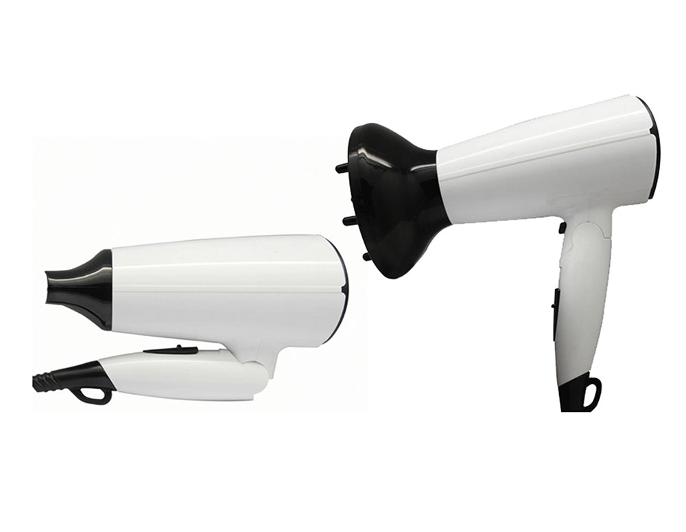 Suszarka do włosów ze składaną rączką SAPIR SP 1100 CO, 1600W, 2 stopnie, koncentrator, dyfuzor, biała