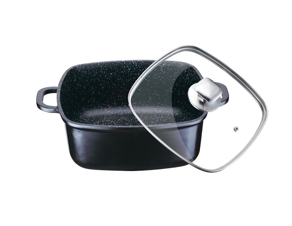Тенджера с капак PETERHOF PH 15830-28, 28 см, 6.3 литра, покритие Granite, Черен