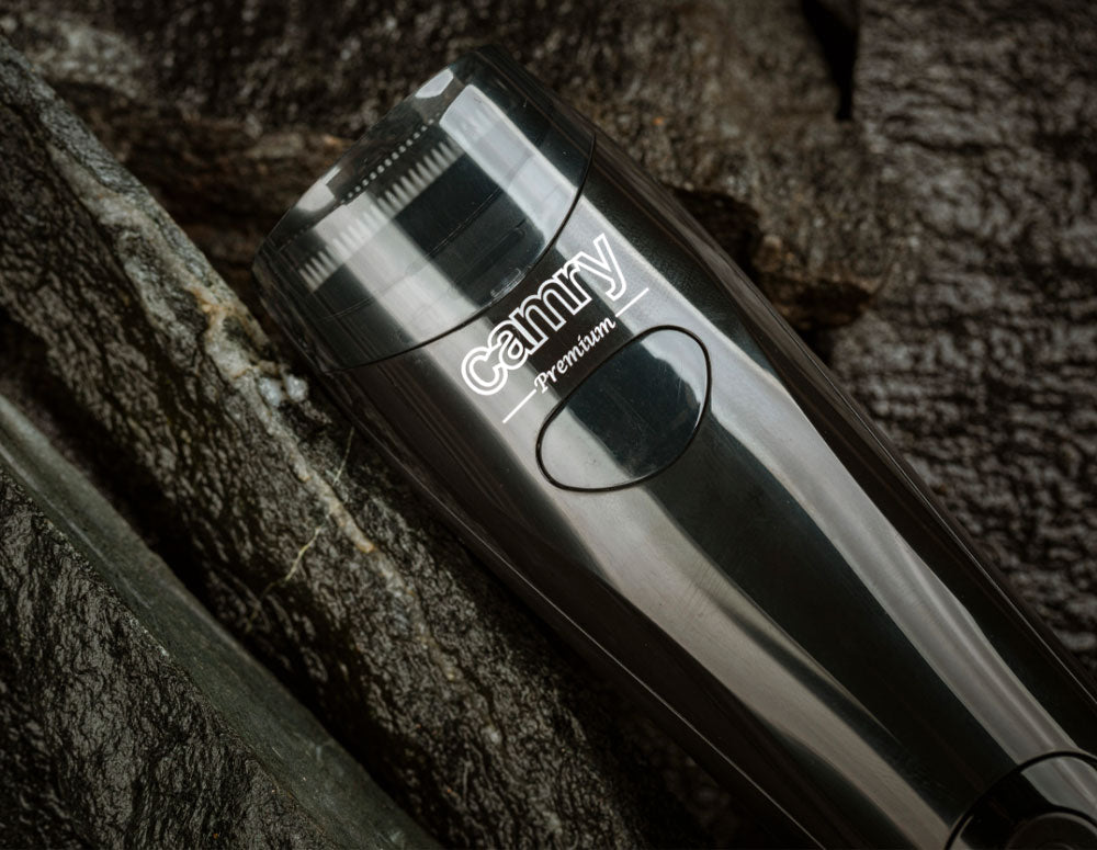 Вакумен тример за брада Camry CR 2833, Безжичен, LCD дисплей, USB зареждане, 2 приставки, Черен