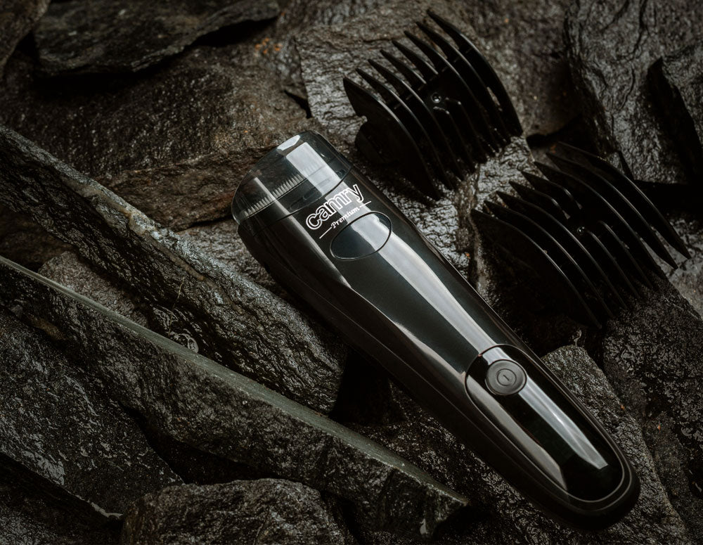 Вакумен тример за брада Camry CR 2833, Безжичен, LCD дисплей, USB зареждане, 2 приставки, Черен