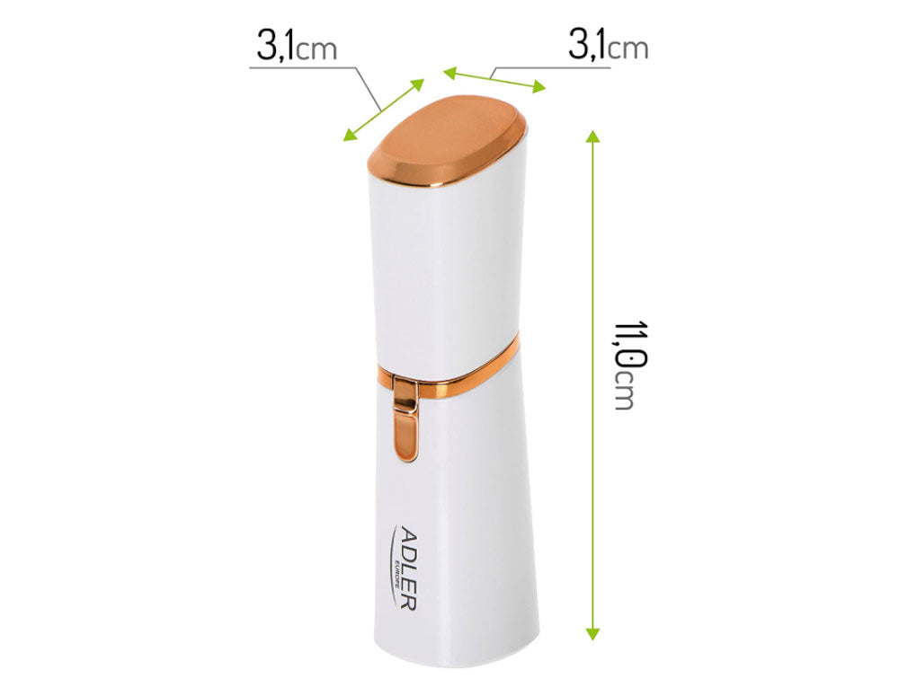 Damski trymer do twarzy ADLER AD 2939, światło LED, bezprzewodowy, perłowo-złoty