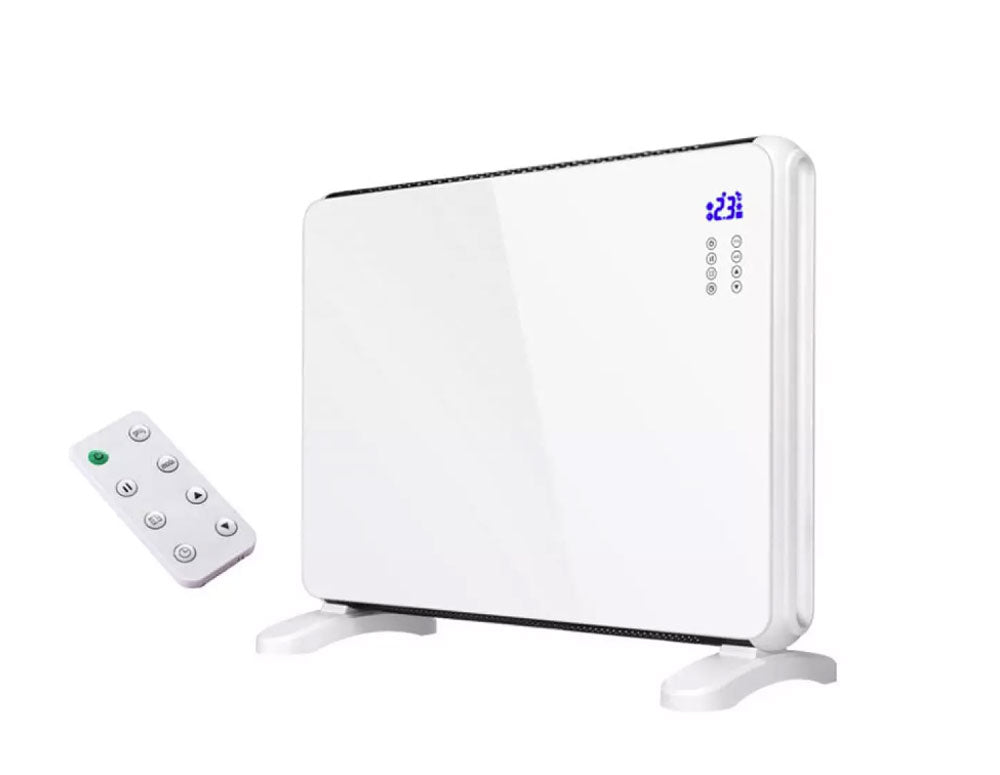 Конвектор със стъклен панел ZEPHYR ZP 1974 G, 2000W, За стена или под, 2 степени, Дистанционно, 5 до 35°C, LCD, Бял