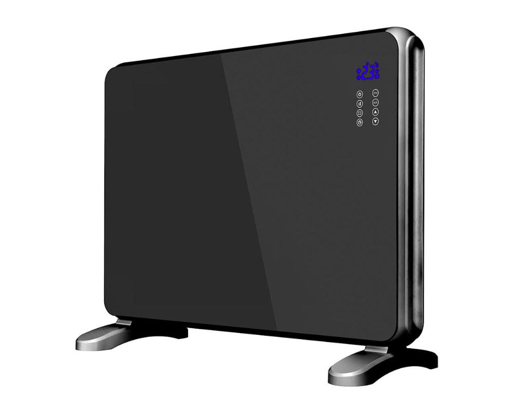 Конвектор със стъклен панел ZEPHYR ZP 1974 G, 2000W, За стена или под, 2 степени, Дистанционно, 5 до 35°C, LCD, Черен