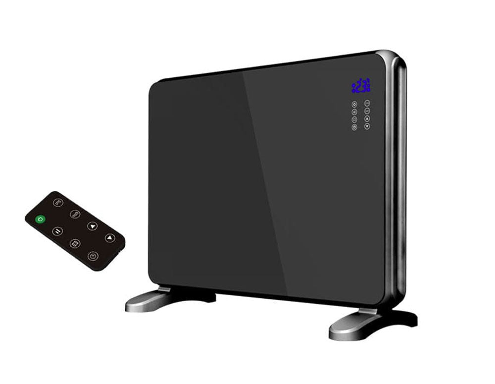 Конвектор със стъклен панел ZEPHYR ZP 1974 G, 2000W, За стена или под, 2 степени, Дистанционно, 5 до 35°C, LCD, Черен