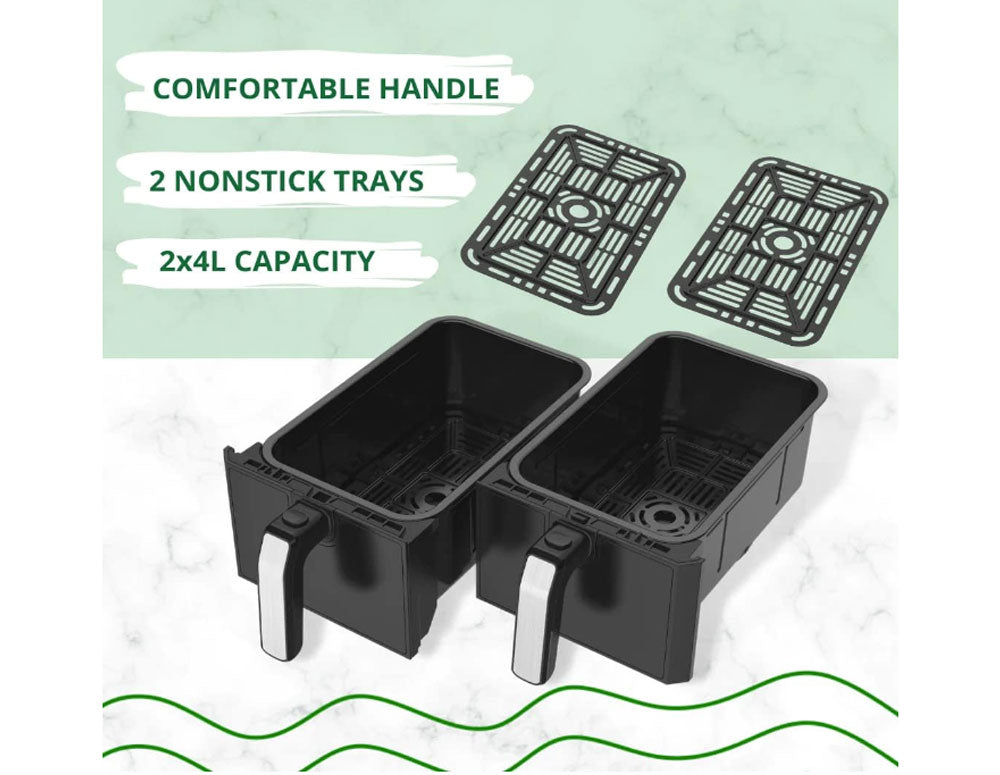 Фритюрник с горещ въздух JUST PERFECTO JP 1980 JL09 , 1700W, 8 литра, 8 програми, Две кошници, Плоча за грил, Черен