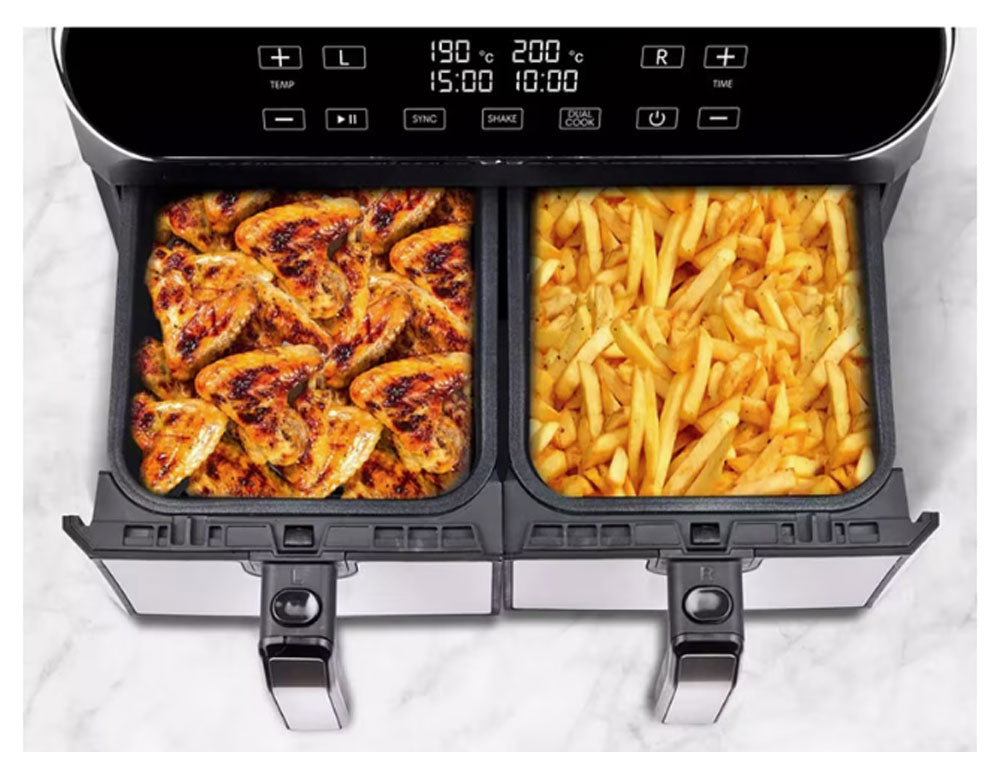 Фритюрник с горещ въздух JUST PERFECTO JP 1980 JL10 , 1700W, 8 литра, 8 програми, Две кошници, Черен/инокс