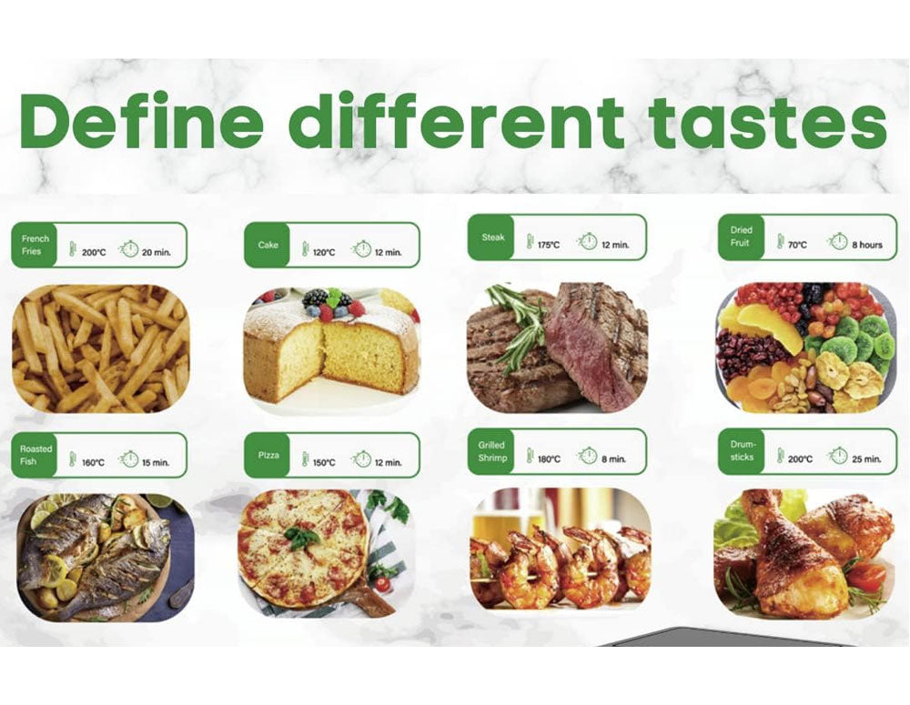 Фритюрник с горещ въздух JUST PERFECTO JP 1980 JL09 , 1700W, 8 литра, 8 програми, Две кошници, Плоча за грил, Черен