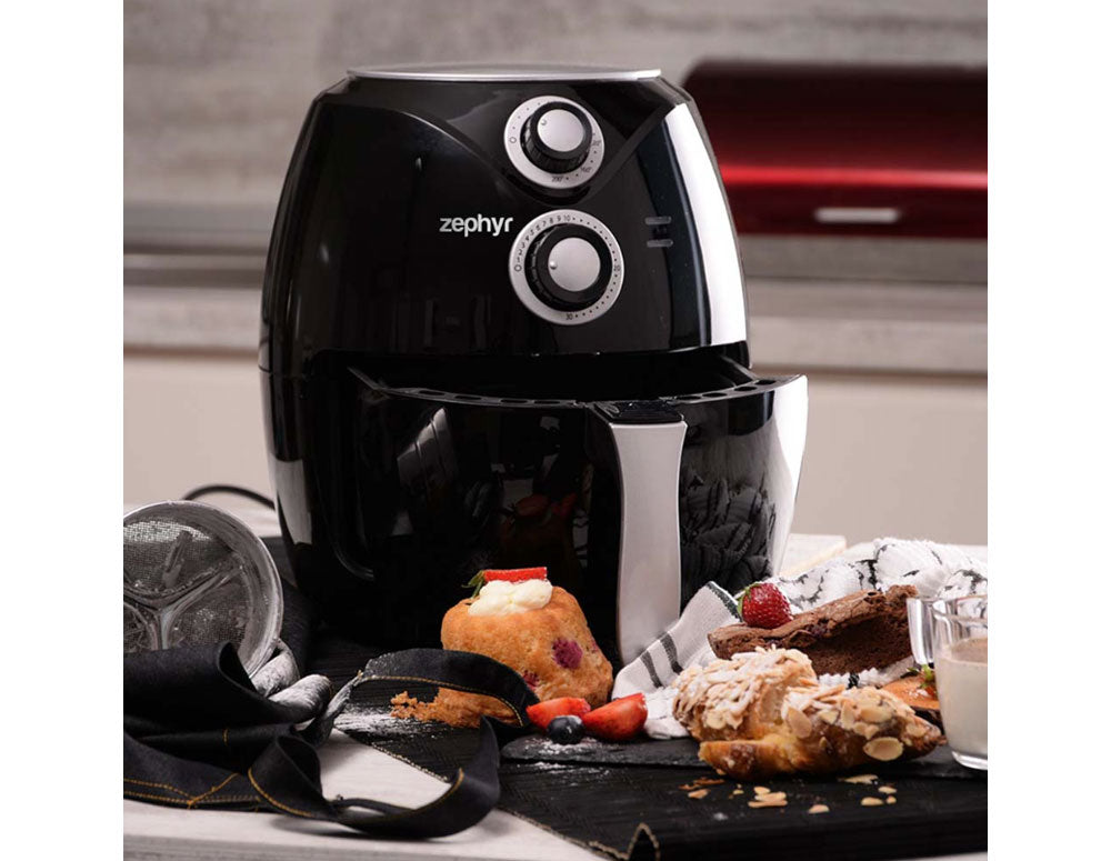 Фритюрник с горещ въздух ZEPHYR ZP 1980 AI , 1600W, 2.6 литра, до 200°C, Таймер, Черен