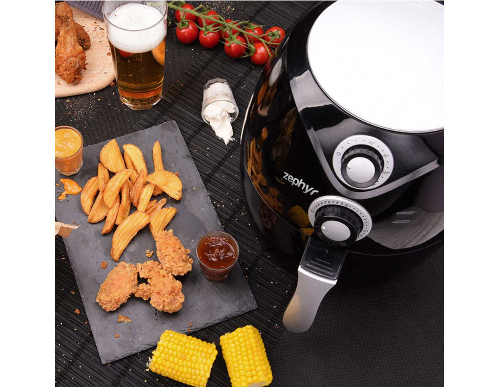 Фритюрник с горещ въздух ZEPHYR ZP 1980 AI , 1600W, 2.6 литра, до 200°C, Таймер, Черен