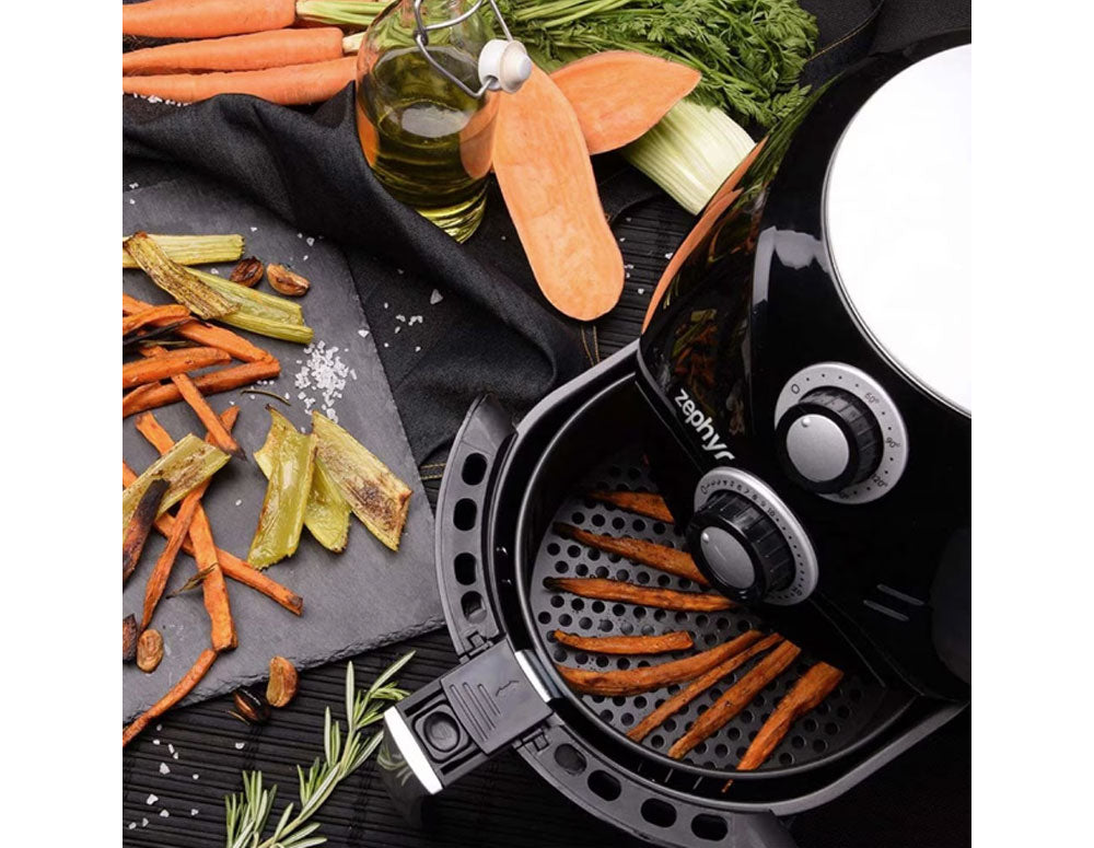 Фритюрник с горещ въздух ZEPHYR ZP 1980 AI , 1600W, 2.6 литра, до 200°C, Таймер, Черен