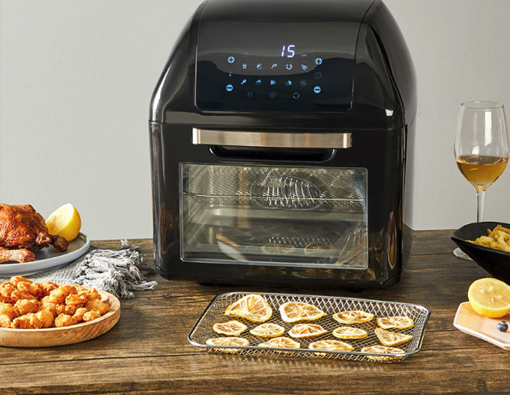 Мултифункционална фурна с горещ въздух ZEPHYR ZP 1980 AO PRO С ПОДАРЪК СПРЕЙ ЗА ОЛИО, 1500W, 12 литра, 8 приставки, 10 функции, Черен