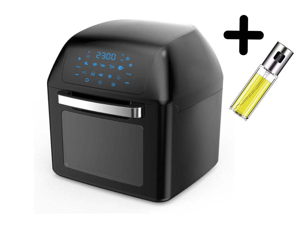 Мултифункционална фурна с горещ въздух ZEPHYR ZP 1980 AO PRO С ПОДАРЪК СПРЕЙ ЗА ОЛИО, 1500W, 12 литра, 8 приставки, 10 функции, Черен