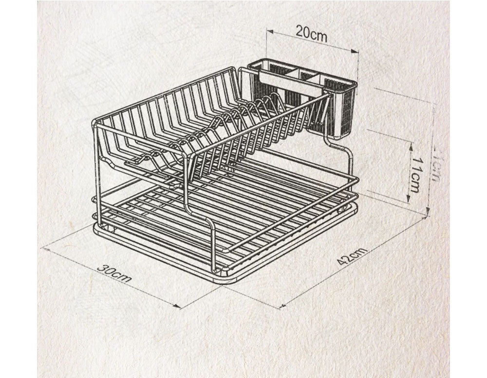 Сушилник за съдове на 2 нива TEKNO TEL TR KB 005, 42 x 30 x 21 см, Сребрист