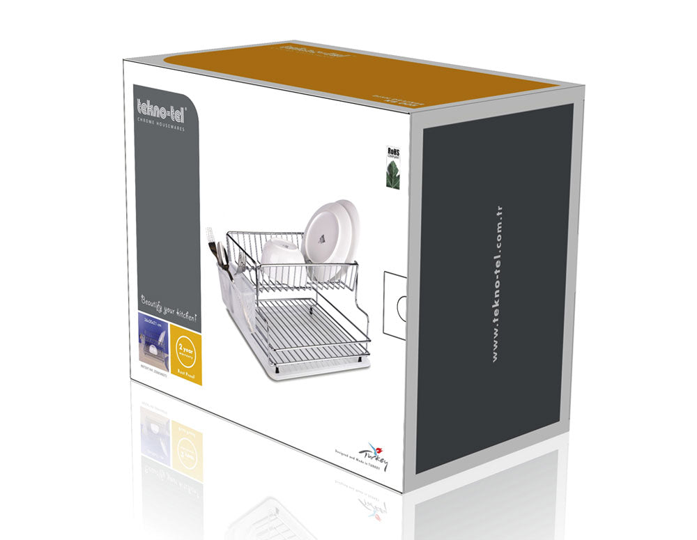 Сушилник за съдове на 2 нива TEKNO TEL TR KB 005, 42 x 30 x 21 см, Сребрист