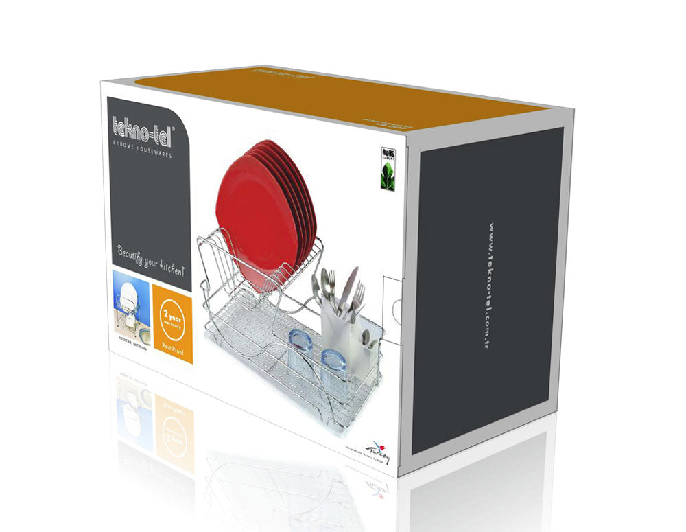 СУШИЛНИК ЗА СЪДОВЕ TEKNO TEL KB 009 , 2 нива , хром-прозрачна тавичка