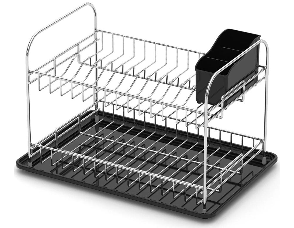 СУШИЛНИК ЗА СЪДОВЕ TEKNO TEL KB-007BP , 2нива , хром , черна тавичка