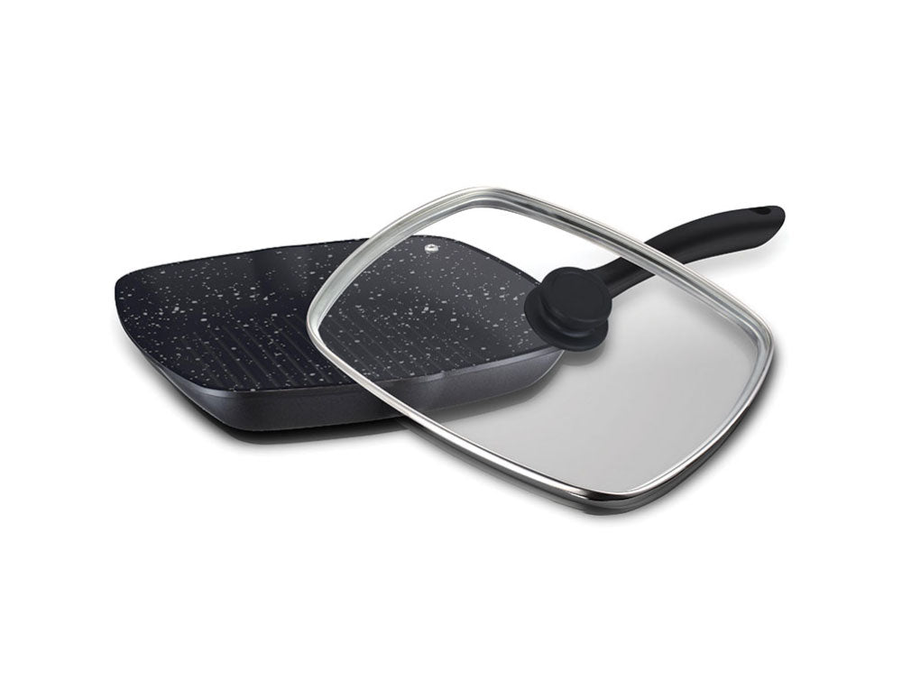 Грил тиган с капак ZEPHYR ZP 4316 M28C, 28 см, Гранитно покритие, Мека дръжка, Индукция, Черен