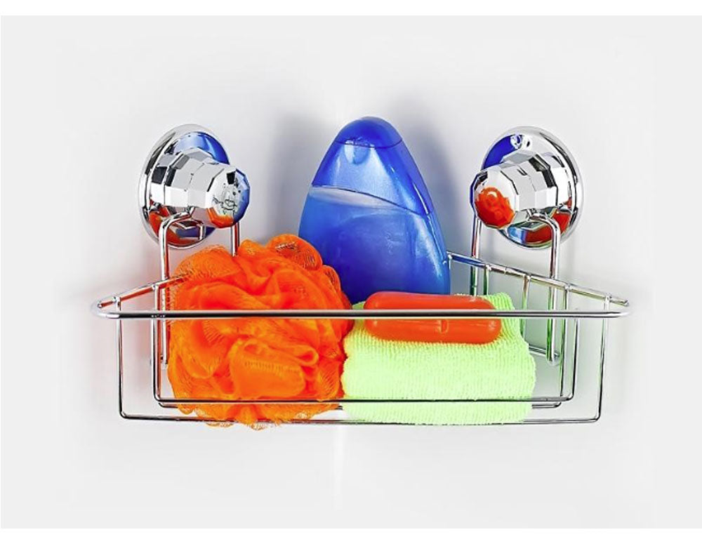 Етажерка за баня на едно ниво - ъглова TEKNO TEL TR DM 251, 21х21х15 см, Вакуум, Хром