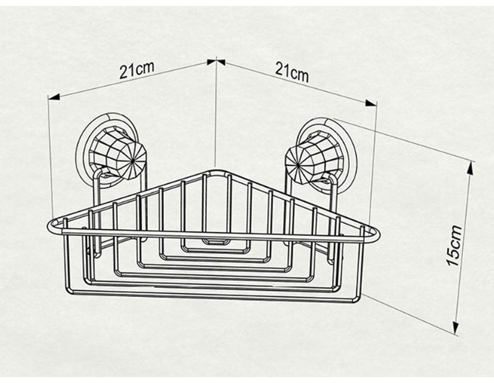 Етажерка за баня на едно ниво - ъглова TEKNO TEL TR DM 251, 21х21х15 см, Вакуум, Хром