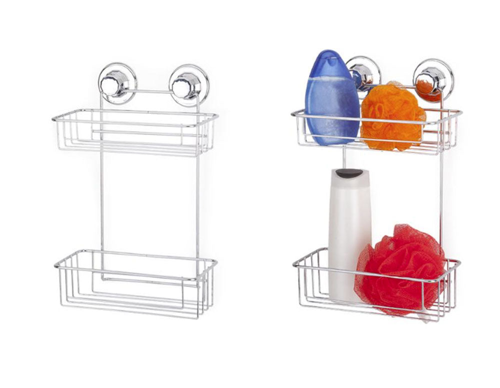 Етажерка за баня на две нива TEKNO TEL TR DM 256, 25х15х38 см, Вакуум, Сребрист