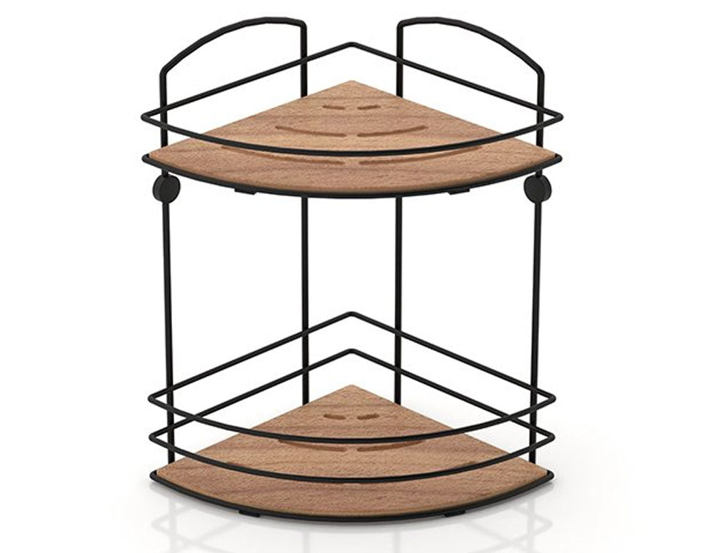 Ъглова етажерка за баня TEKNO TEL BK-074B , 2 нива , дърво