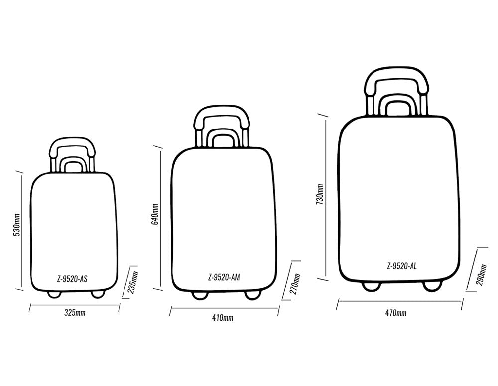 Walizka ZEPHYR ZP 9520 AS, 23,5 x 32,5 x 53,0 cm, czarna
