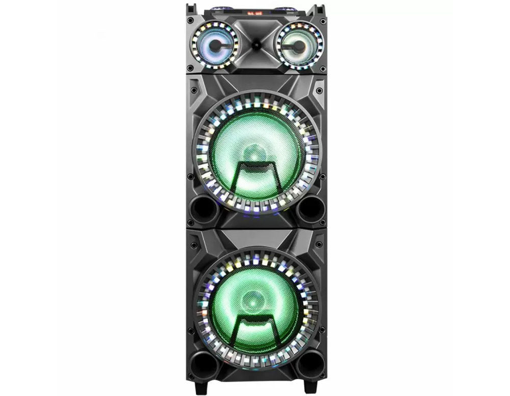 Przenośny system karaoke ZEPHYR ZP 9999 2G12, 2x12 cali, Bluetooth, USB, gniazdo gitarowe, AUX, 2 mikrofony, pilot