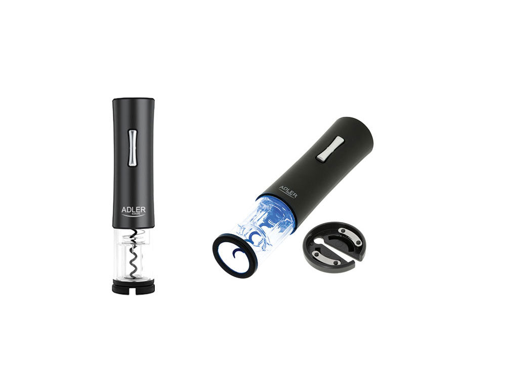 Korkociąg elektryczny ADLER AD 4490, Światła LED, Przecinak do folii, Czarny